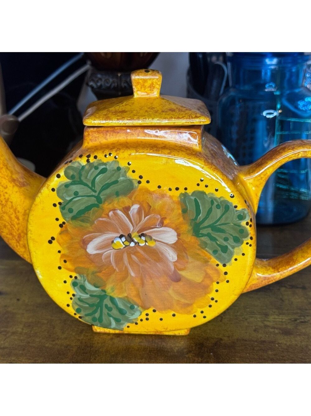 orange Art glazed signed handle spout top
Musty Orange green decorative art - Picture 3 of 10